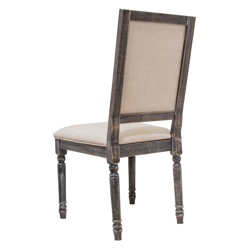 Best Master Solid Wood and Fabric Dining Chair in Rustic Smoked Gray (Set of 2)