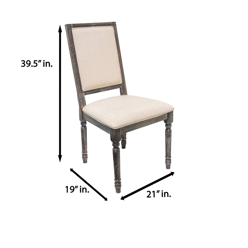 Best Master Solid Wood and Fabric Dining Chair in Rustic Smoked Gray (Set of 2)