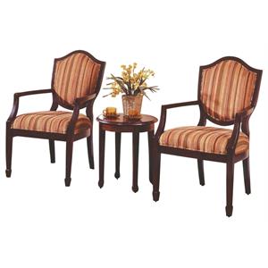 best master 3-piece traditional fabric upholstered living room set in walnut