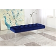 Best Master Suede Fabric Upholstered Bench in Navy Blue/Acrylic Legs