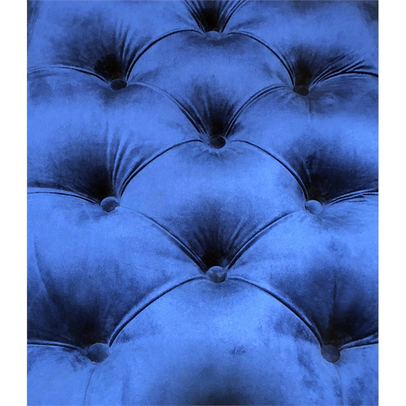 Best Master Suede Fabric Upholstered Bench in Navy Blue/Acrylic Legs
