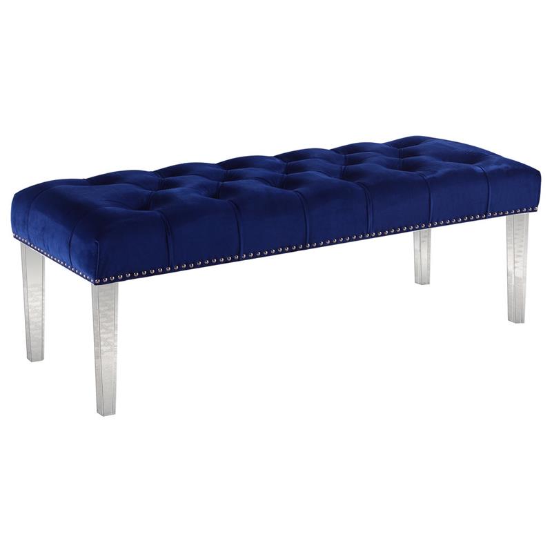 navy blue tufted bench