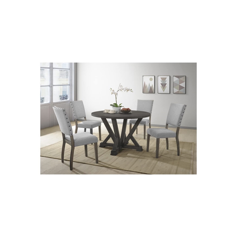 Best Master 5-Piece Solid Wood Round Dinette Set in Antique Rustic Gray