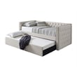 Best Master Tufted Fabric with Nailhead Twin Daybed and Trundle in Trina Beige