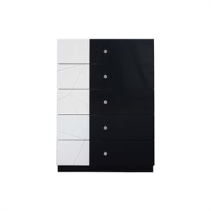 Best Master 5-Drawer Poplar Wood Bedroom Chest in White/Black