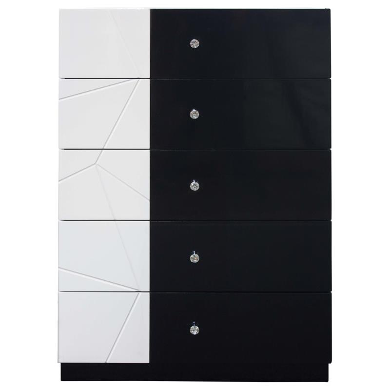 Best Master 5Drawer Poplar Wood Bedroom Chest in White/Black