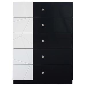 best master 5-drawer poplar wood bedroom chest in white/black