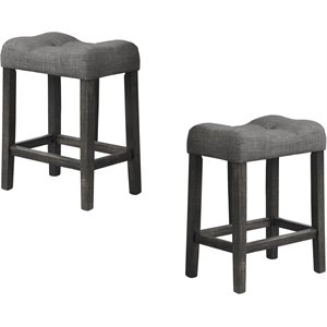 Best Master Furniture Vitaliya 24&quot Wood Counter Stool in Charcoal (Set of 2)