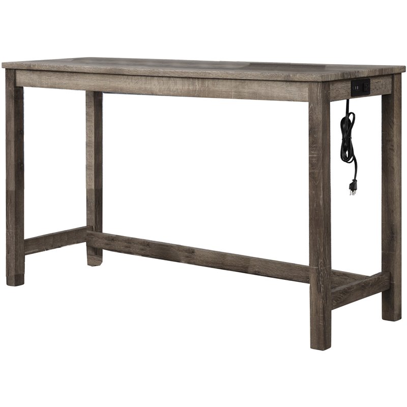 Best Master Furniture Yosef Rectangular Transitional Wood Bar Table in Oak