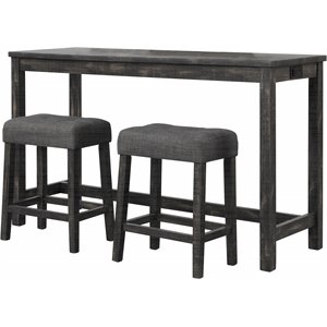 Best Master Furniture Yosef 3 Piece Rectangular Wood Bar Set in Charcoal