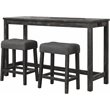Best Master Furniture Yosef 3 Piece Rectangular Wood Bar Set in Charcoal