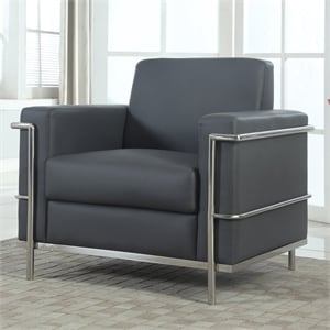 Best Master Furniture Sherry 36&quot Modern Faux Leather Accent Chair in Dark Gray