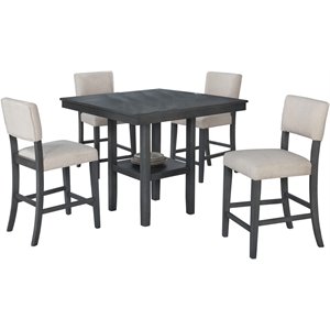 best master furniture mayur 5 piece counter height dining set in rustic gray