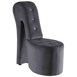 Best Master Furniture Tristram 19&quot Velvet High Heel Shoe Chair in Gray
