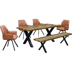 best master furniture chidimma 6 piece wooden dining set in natural and black