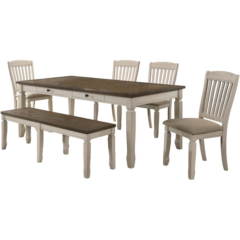 Best Master Furniture Belle 6 Piece Rectangular Solid Wood Dining Set
