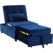 Best Master Furniture Bayani Velvet Adjustable Sleeper Lounge Chaise in Blue