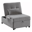 Best Master Furniture Bayani Velvet Adjustable Sleeper Lounge Chaise in Gray