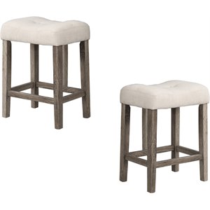 Best Master Furniture Vitaliya 24&quot Wood Counter Stool in Natural Oak (Set of 2)