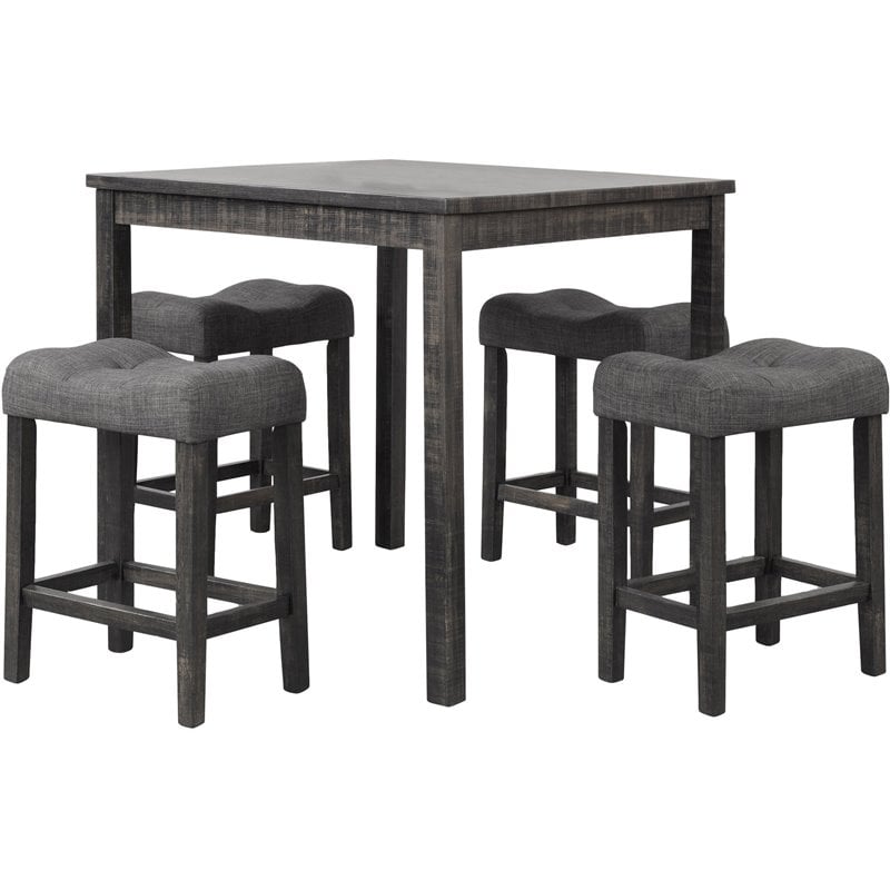 Best Master Furniture Vitalita 5 Piece Wood Counter Height Dining Set in Black