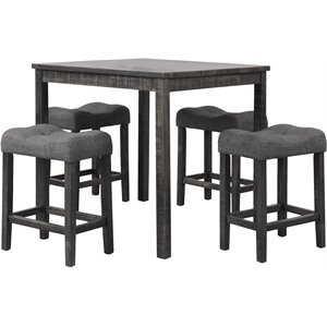 Best Master Furniture Vitalita 5 Piece Wood Counter Height Dining Set in Black