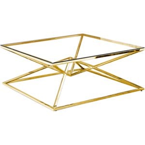 Best Master Furniture 39&quot Modern Tempered Glass Top Coffee Table in Gold/Clear