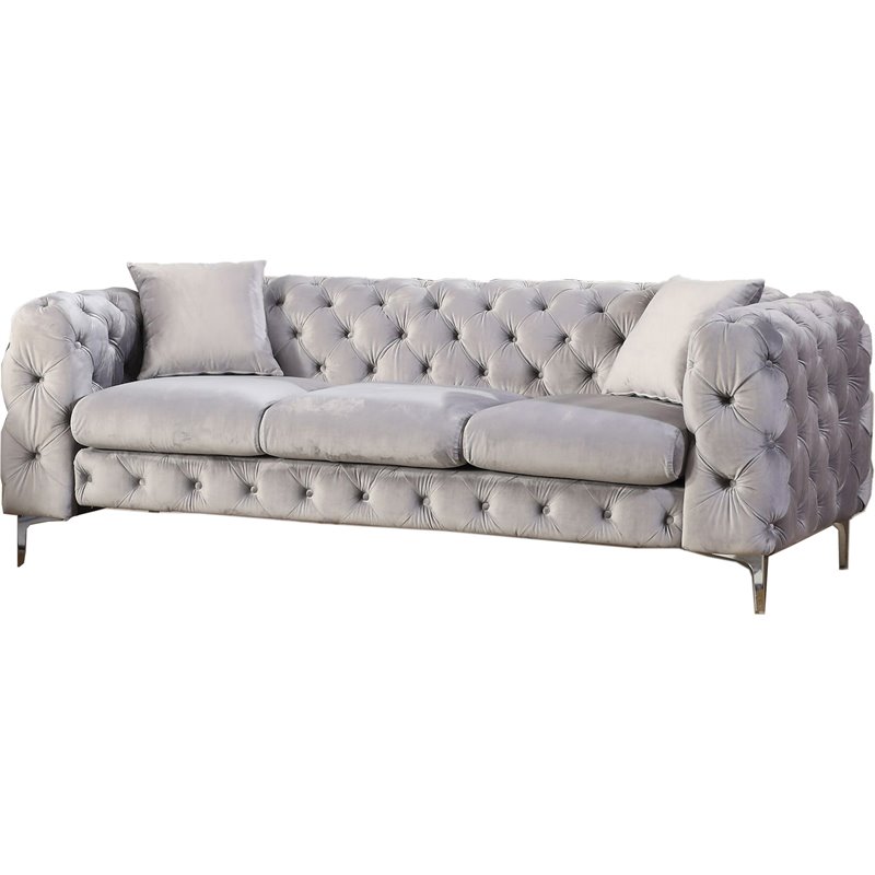 coupon Archeologie Verdampen Best Master Furniture Nigel 84" Transitional Velvet Fabric Sofa in Gray |  BushFurnitureCollection.com