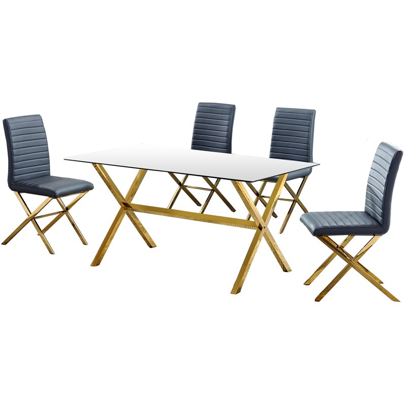 Best Master Furniture Timber 5 Piece Rectangular Foam Dining Set in