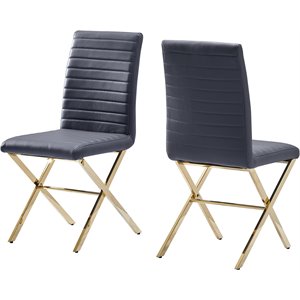 Best Master Furniture Timber 20.5&quot Faux Leather Dining Chair in Gray (Set of 2)
