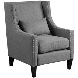 Best Master Furniture Glenn 20&quot Transitional Fabric Arm Chair in Dark Gray