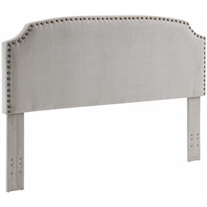 best master furniture linen fabric upholstered nailhead trim panel headboard in beige