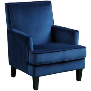 Best Master Furniture Saladin 30&quot Transitional Velvet Arm Chair in Blue