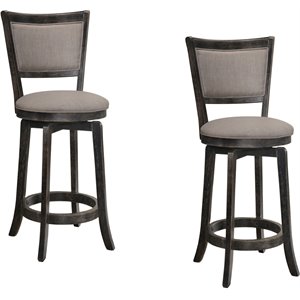 best master furniture maria transitional wooden bar stool in gray (set of 2)