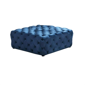 Best Master Furniture Kelly Square Transitional Velvet Fabric Ottoman in Navy