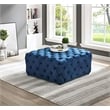 Best Master Furniture Kelly Square Transitional Velvet Fabric Ottoman in Navy