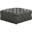 Best Master Furniture Kelly Square Transitional Linen Fabric Ottoman in Gray