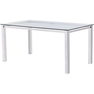 Best Master Furniture Ajay 63&quot Rectangle Glass Top Dining Table in Silver