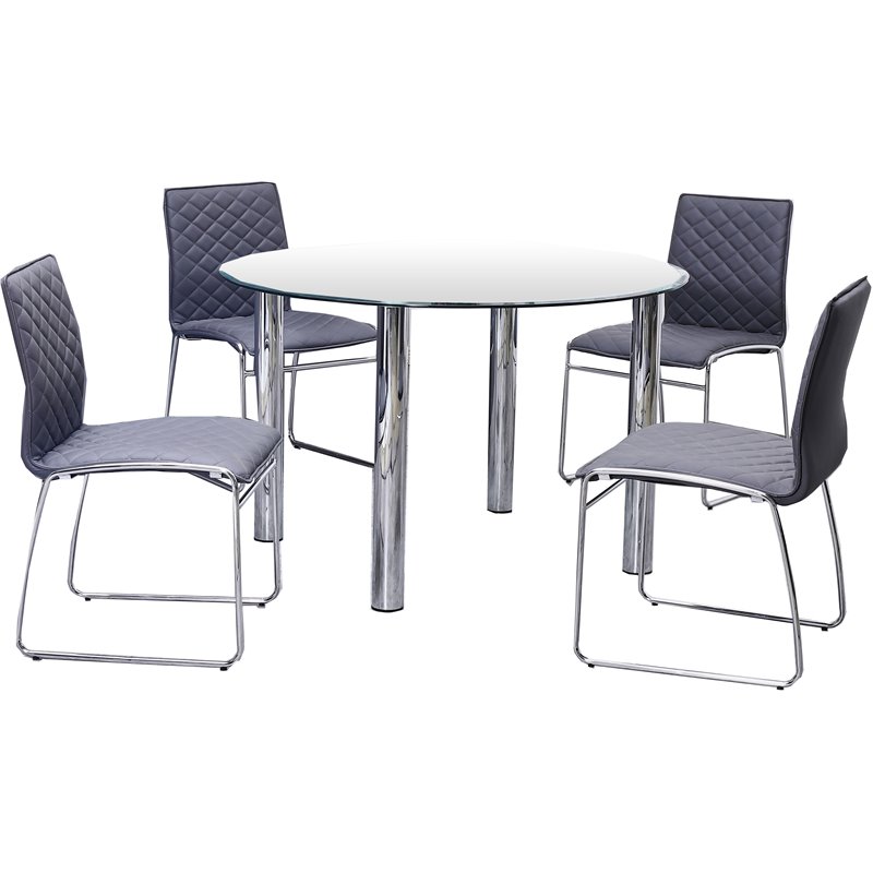 Best Master Furniture Duncan 5 Piece Round Stainless Steel Dining Set