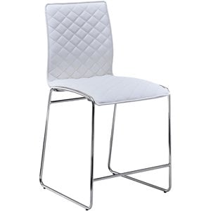 Best Master Furniture Duncan 24&quot Faux Leather Counter Stool in White/Chrome