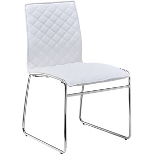 Best Master Furniture Duncan 18.5&quot Faux Leather Dining Chairs in White/Chrome