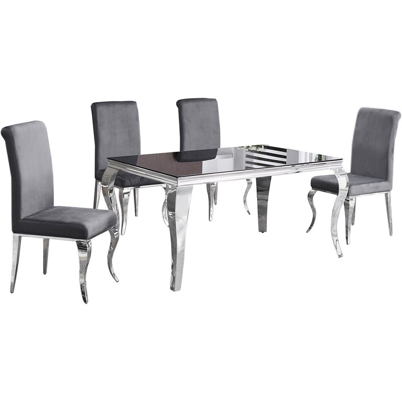 Best Master Furniture Tristian 5 Piece Stainless Steel Dining Set in