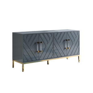 Best Master Furniture Junior 64&quot Transitional Wood Sideboard in Gray/Gold Plated