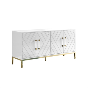 Best Master Furniture Junior 64&quot Transitional Wood Sideboard in White/Gold