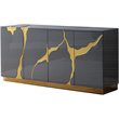 Best Master Furniture Domitianus Wood Sideboard in Gray with Gold Accents