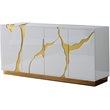 Best Master Furniture Domitianus Wood Sideboard in White with Gold Accents