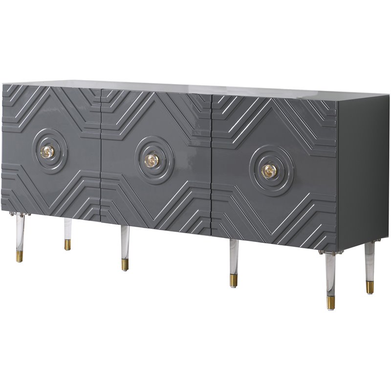Best Master Furniture Crawford 65" Wood Sideboard with Gold Accents in Gray Cymax Business