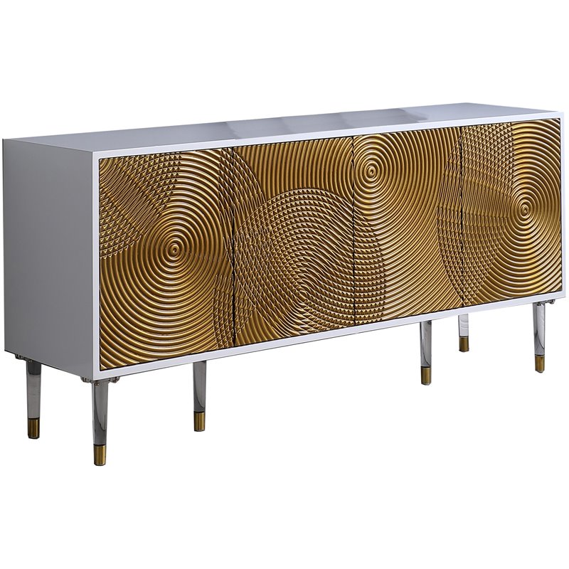 Best Master Furniture Dragos Modern Wood Sideboard with Bronze Ripples in White
