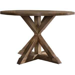 Best Master Furniture Venus 48&quot Round Wood Dinette Table in Antique Natural Oak