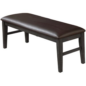Best Master Furniture Wendy 48&quot Faux Leather Dining Bench in Rustic Gray