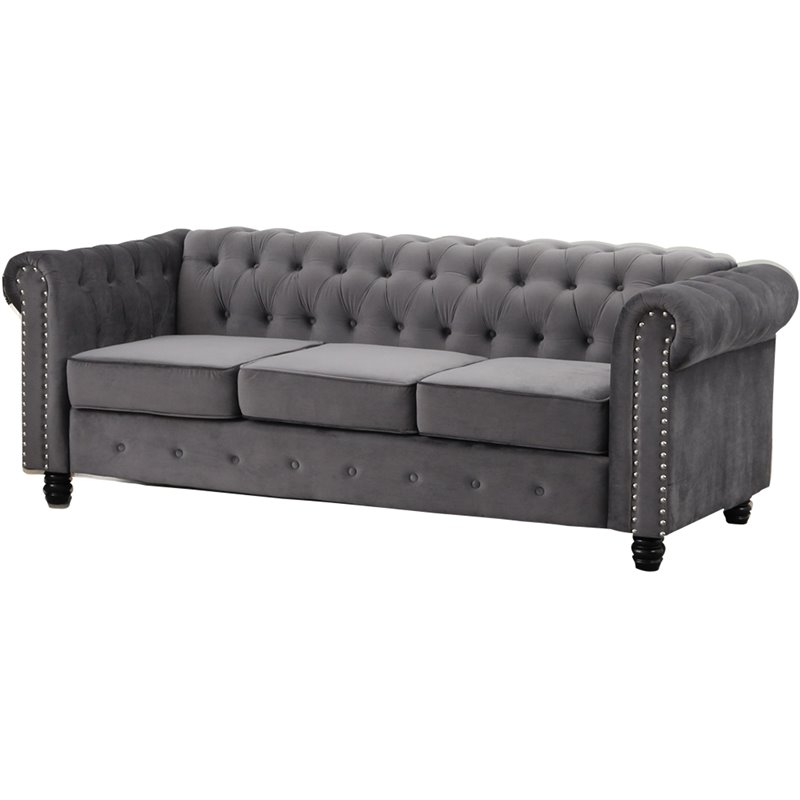 Best Master Furniture Venice 82" Tufted Transitional Velvet Sofa in